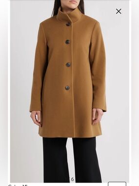 Fleurette Grace Stand Collar Camel Loro Piana Wool Coat Size 14